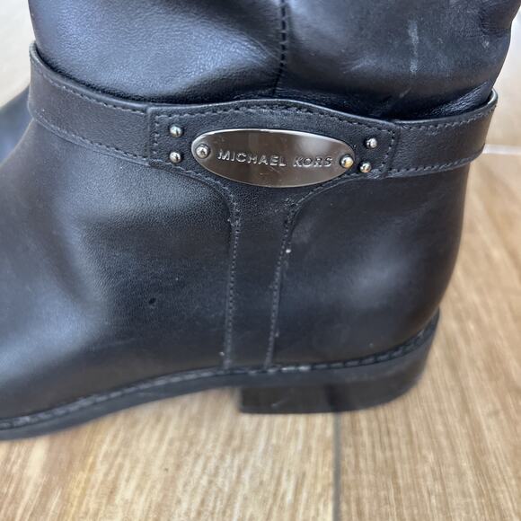 Michael Kors Tall Black Leather Riding Boots Womens Size 5 Zip Designer *Read - Picture 5 of 12